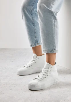 D.Franklin One Way High Classic White|Damen Plattform-Sneakers|Sneakers