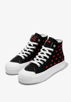D.Franklin One Way High From Heart Black|Damen Plattform-Sneakers|Sneakers