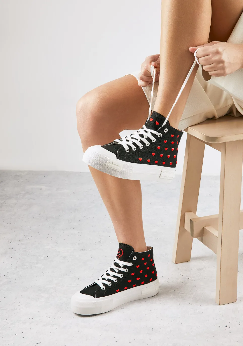 D.Franklin One Way High From Heart Black|Damen Plattform-Sneakers|Sneakers