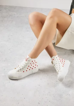 D.Franklin One Way High From Heart White|Damen Plattform-Sneakers|Sneakers