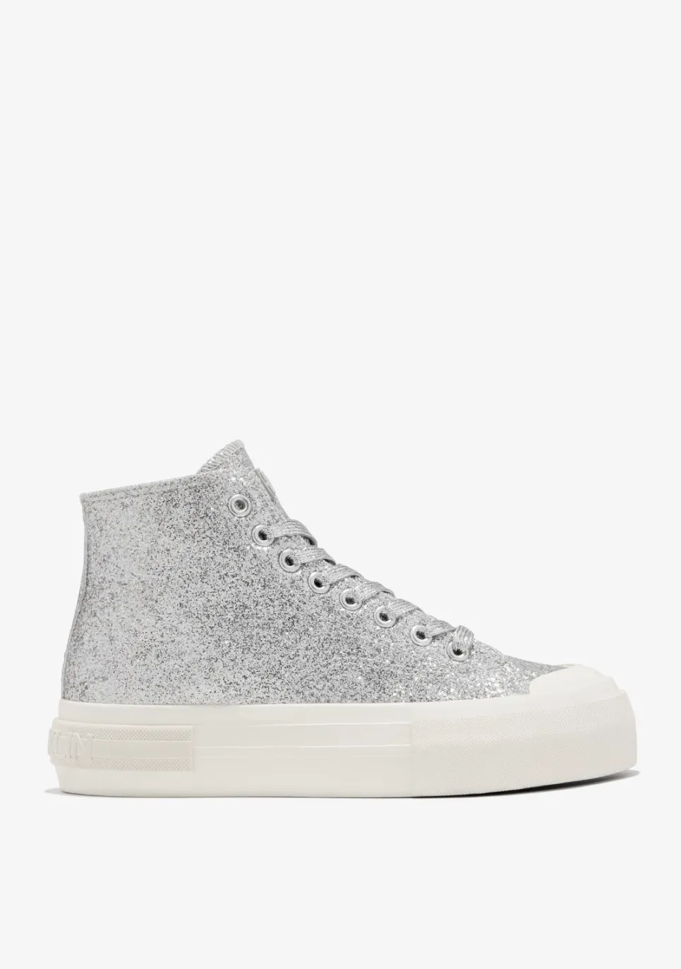 D.Franklin One Way High Glitter Silver|Damen Plattform-Sneakers|Sneakers