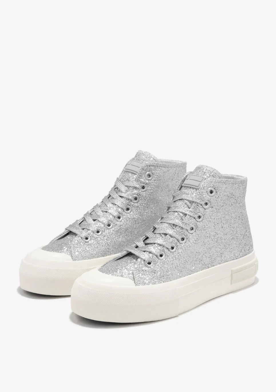 D.Franklin One Way High Glitter Silver|Damen Plattform-Sneakers|Sneakers