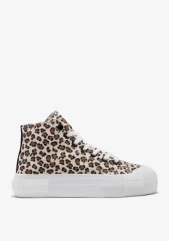 D.Franklin One Way High Leopard Edition|Damen Plattform-Sneakers|Sneakers