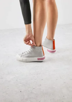 D.Franklin One Way High Summer Club Silver|Damen Plattform-Sneakers|Sneakers
