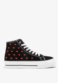 D.Franklin One Way Love Heart / Black Special Edition|Damen Plattform-Sneakers|Sneakers
