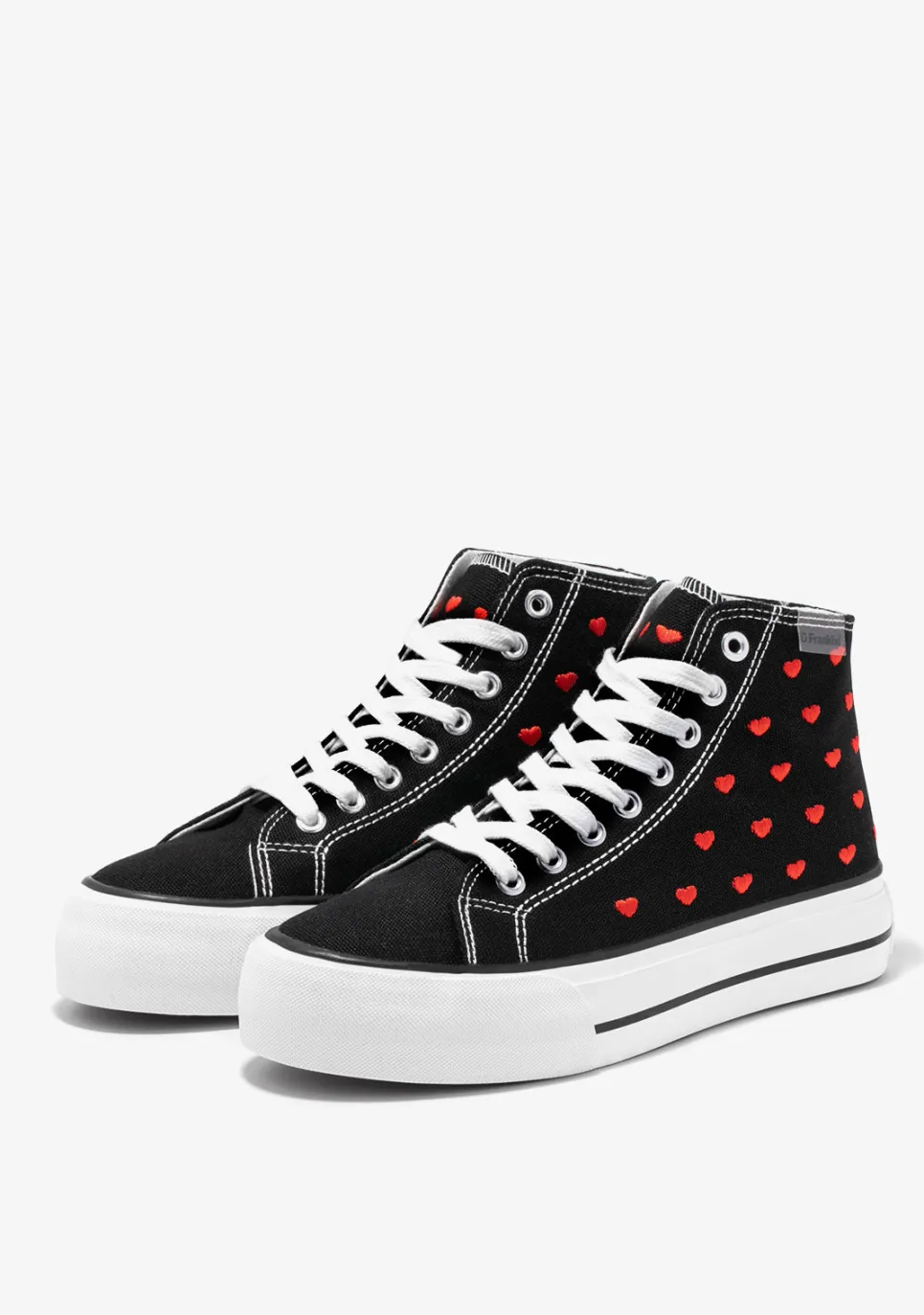 D.Franklin One Way Love Heart / Black Special Edition|Damen Plattform-Sneakers|Sneakers