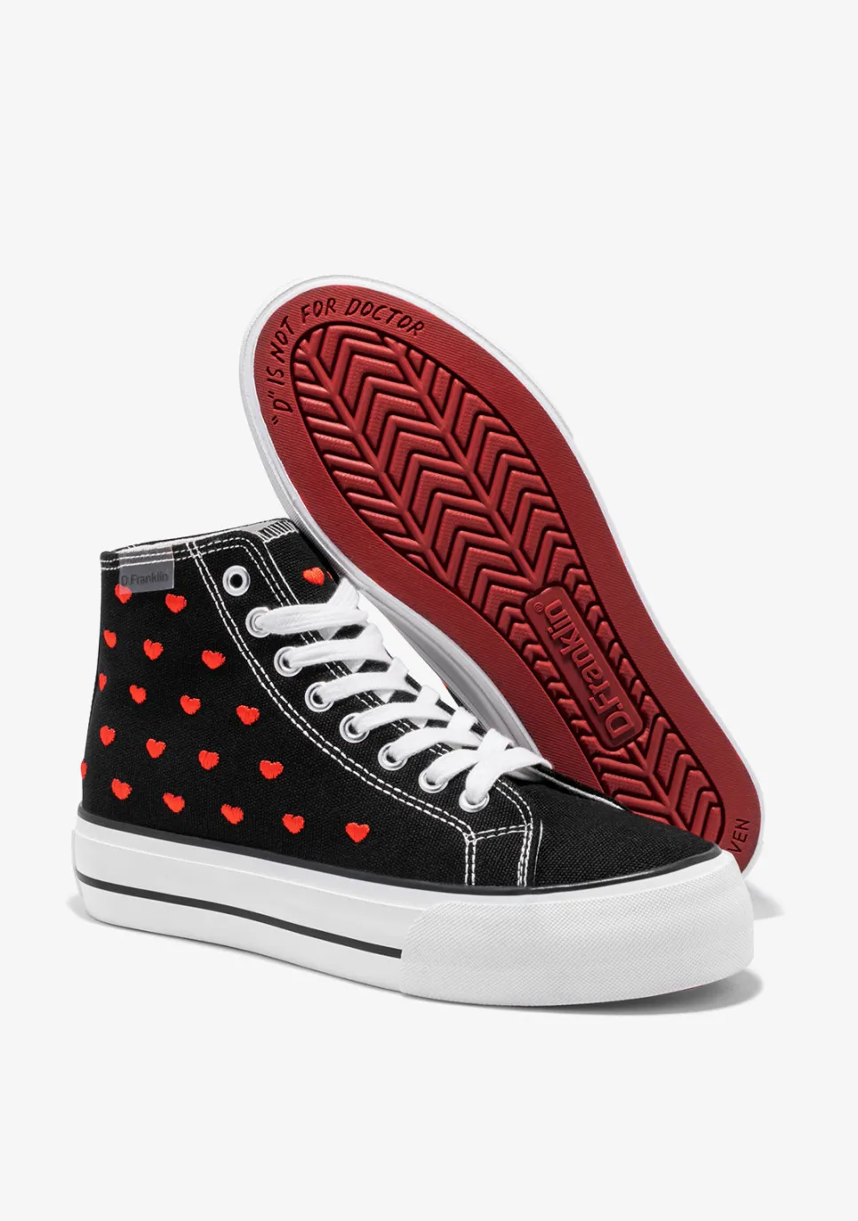 D.Franklin One Way Love Heart / Black Special Edition|Damen Plattform-Sneakers|Sneakers