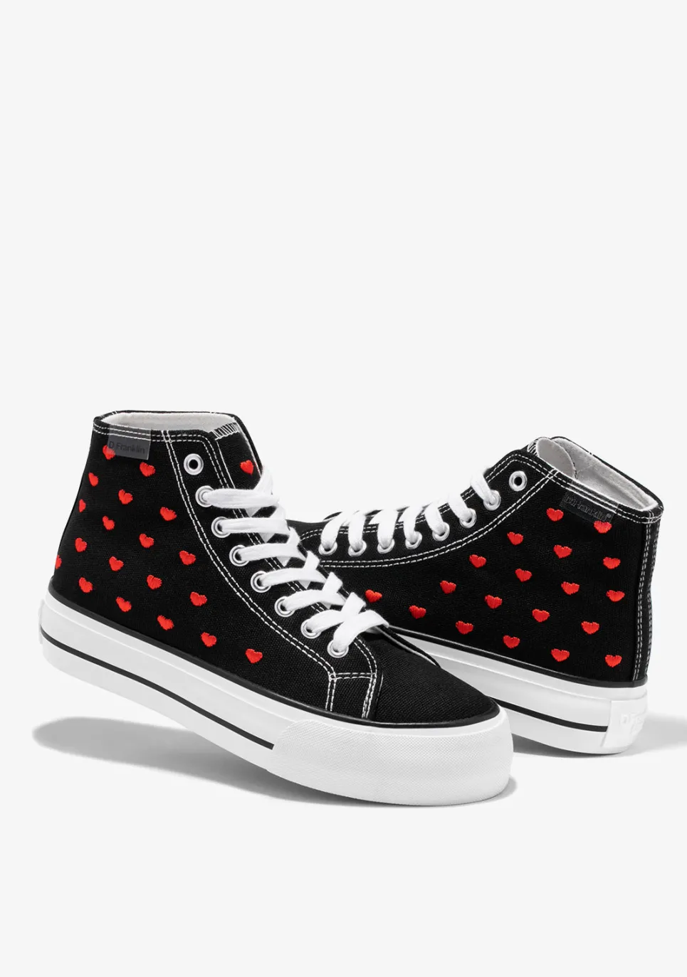 D.Franklin One Way Love Heart / Black Special Edition|Damen Plattform-Sneakers|Sneakers