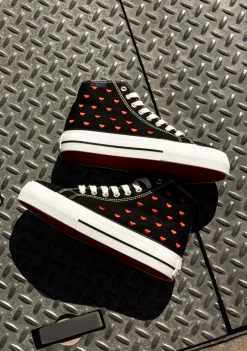 D.Franklin One Way Love Heart / Black Special Edition|Damen Plattform-Sneakers|Sneakers