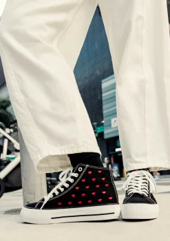 D.Franklin One Way Love Heart / Black Special Edition|Damen Plattform-Sneakers|Sneakers