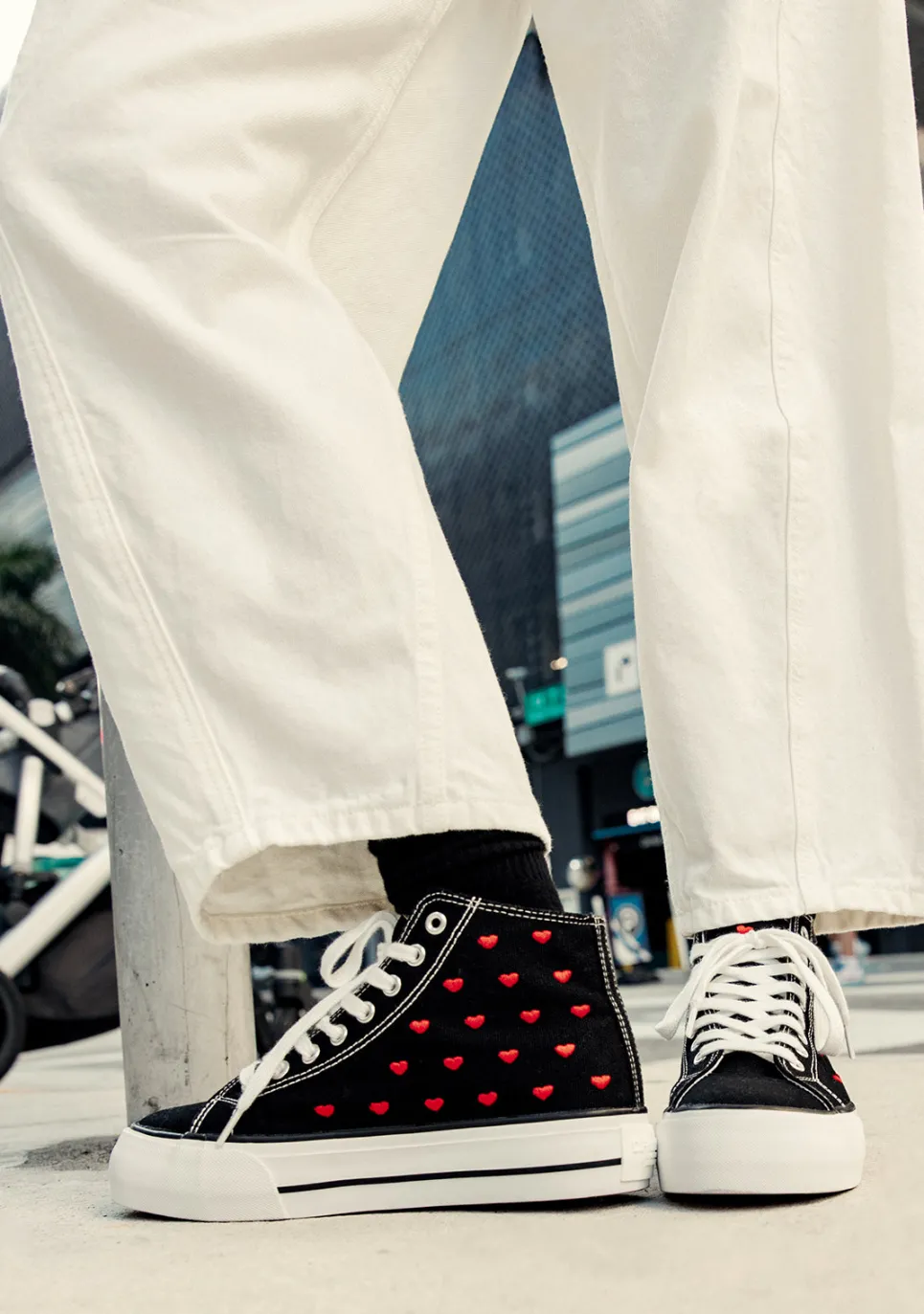 D.Franklin One Way Love Heart / Black Special Edition|Damen Plattform-Sneakers|Sneakers