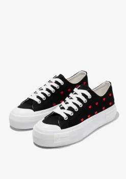 D.Franklin One Way Low From Heart Black|Damen Plattform-Sneakers|Sneakers