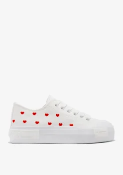 D.Franklin One Way Low From Heart White|Damen Plattform-Sneakers|Sneakers