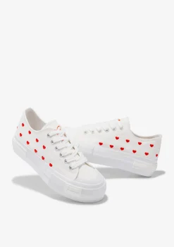 D.Franklin One Way Low From Heart White|Damen Plattform-Sneakers|Sneakers