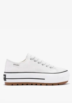 D.Franklin One Way Low Track Canvas Basic White|Damen Sneakers