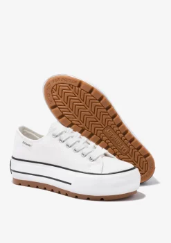 D.Franklin One Way Low Track Canvas Basic White|Damen Sneakers