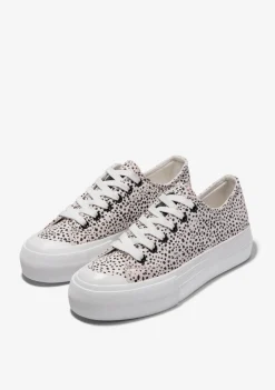 D.Franklin One Way Low White / Black Dots|Damen Plattform-Sneakers|Sneakers
