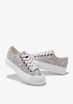 D.Franklin One Way Low White / Black Dots|Damen Plattform-Sneakers|Sneakers