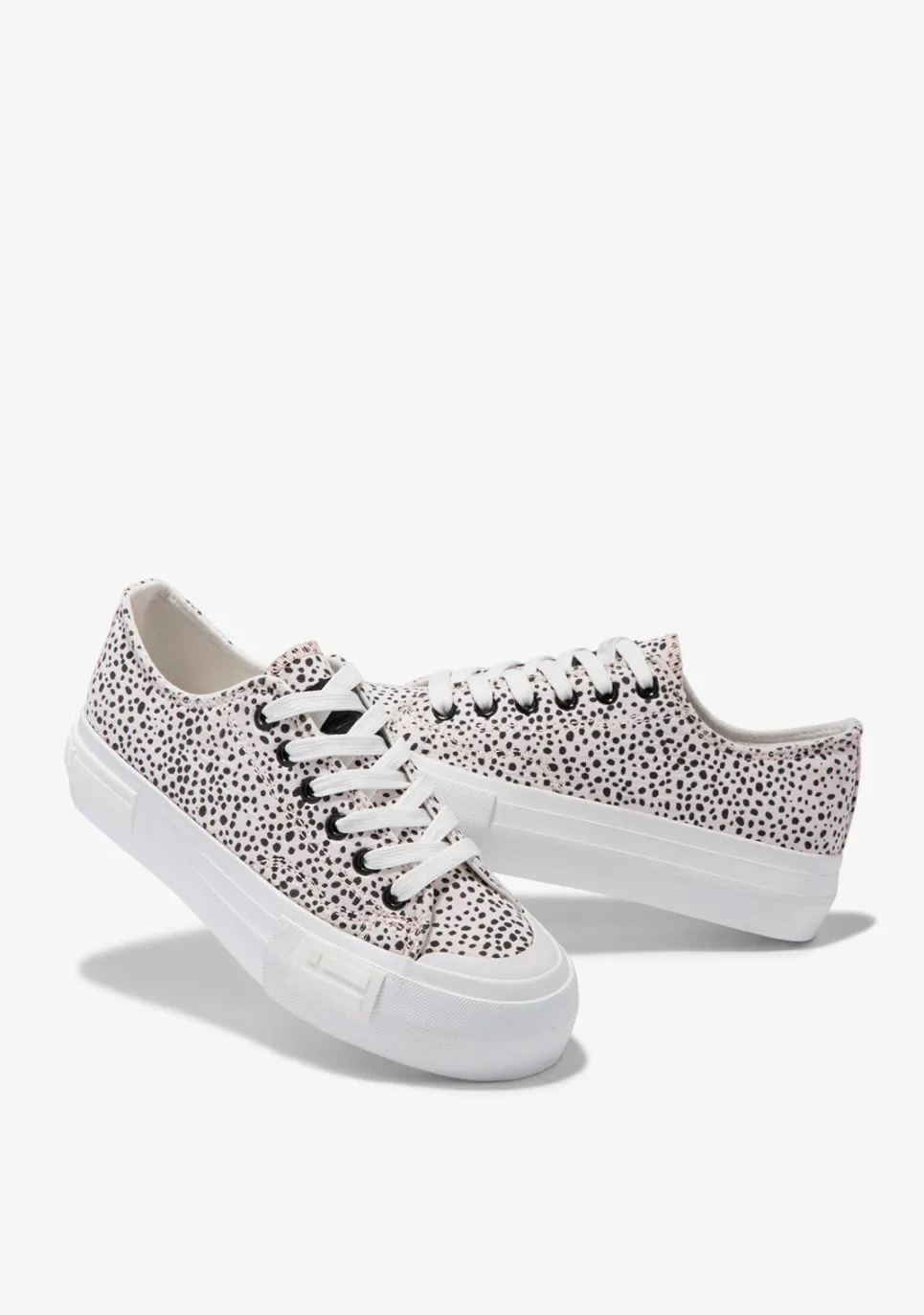 D.Franklin One Way Low White / Black Dots|Damen Plattform-Sneakers|Sneakers
