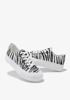 D.Franklin One Way Low Zebra Edition|Damen Plattform-Sneakers|Sneakers