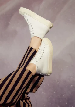 D.Franklin One Way Nap White|Damen Plattform-Sneakers|Sneakers