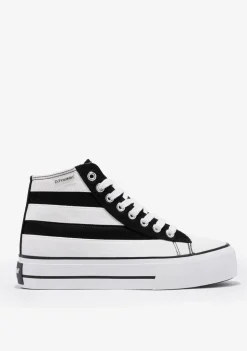 D.Franklin One Way Patch Black & White|Damen Plattform-Sneakers|Sneakers