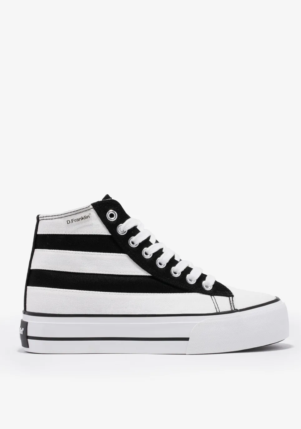 D.Franklin One Way Patch Black & White|Damen Plattform-Sneakers|Sneakers