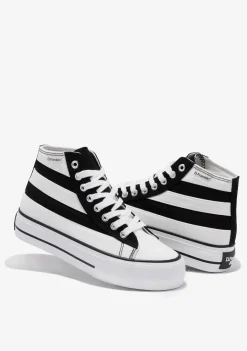 D.Franklin One Way Patch Black & White|Damen Plattform-Sneakers|Sneakers