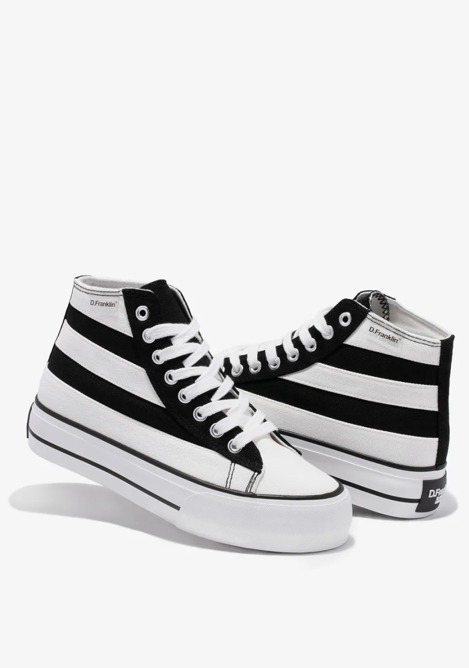 D.Franklin One Way Patch Black & White|Damen Plattform-Sneakers|Sneakers
