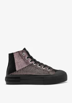D.Franklin One Way Patchwork High Black|Damen Plattform-Sneakers|Sneakers