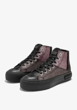 D.Franklin One Way Patchwork High Black|Damen Plattform-Sneakers|Sneakers