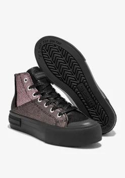 D.Franklin One Way Patchwork High Black|Damen Plattform-Sneakers|Sneakers