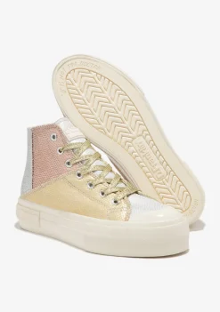 D.Franklin One Way Patchwork High Gold|Damen Plattform-Sneakers|Sneakers
