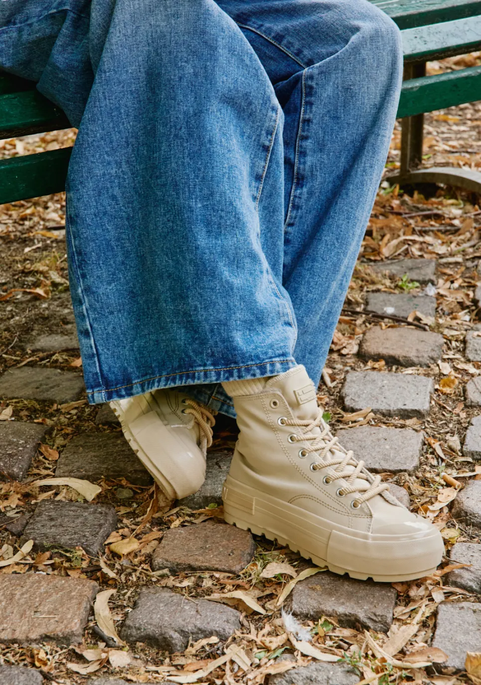 D.Franklin One Way Track Beige|Damen Plattform-Sneakers|Sneakers