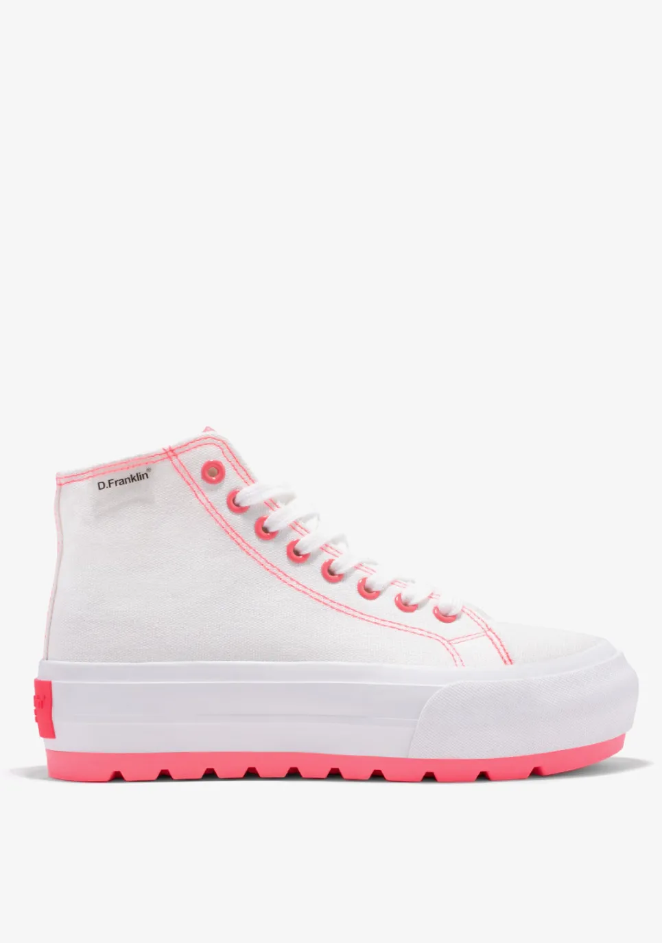 D.Franklin One Way Track Canvas Basic White / Fuchsia|Damen Plattform-Sneakers|Sneakers