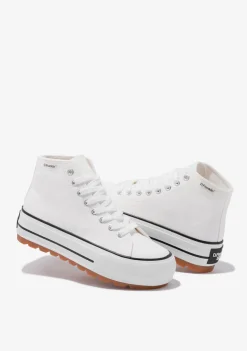 D.Franklin One Way Track Canvas Basic White|Damen Sneakers