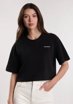 D.Franklin Origins Cropped T-Shirt Black / White|Damen T-Shirts