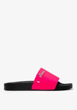 D.Franklin Pala Slide Patent Fluor Fucsia|Damen Sandalen