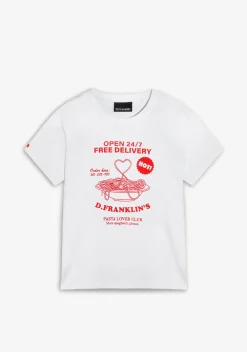 D.Franklin Pasta Lover T-Shirt White / Red|Damen T-Shirts