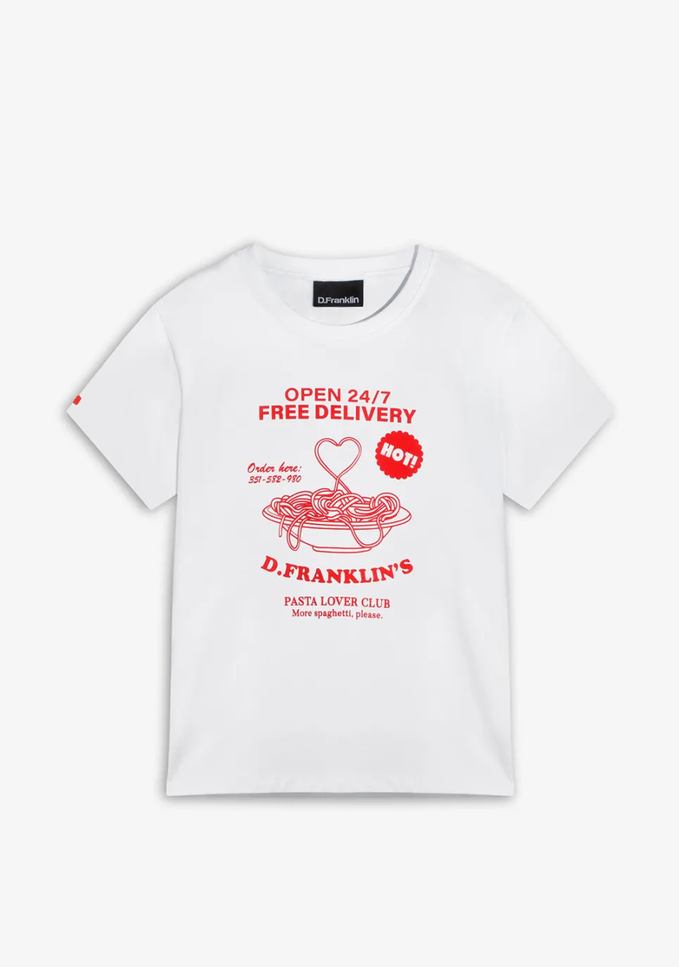 D.Franklin Pasta Lover T-Shirt White / Red|Damen T-Shirts