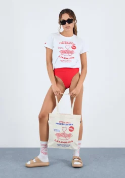 D.Franklin Pasta Lover T-Shirt White / Red|Damen T-Shirts
