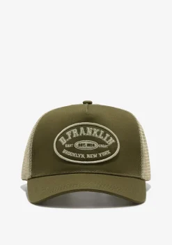 D.Franklin Patch Trucker Cap Army Green|Damen Kappen|Kappen