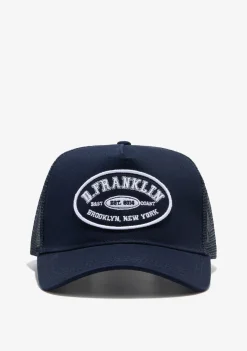 D.Franklin Patch Trucker Cap Navy|Damen Kappen|Kappen
