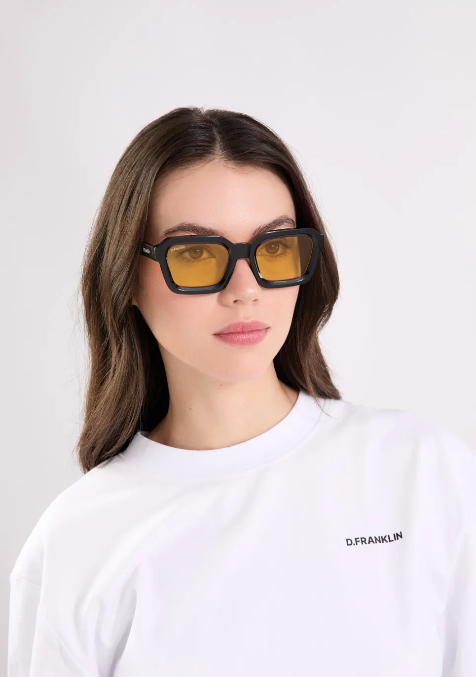 D.Franklin Pitch Black / Orange|Damen Eckige Sonnenbrillen|Eckige Sonnenbrillen