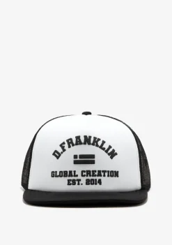 D.Franklin Puff Print Trucker Cap Black-White|Damen Kappen|Kappen