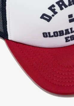 D.Franklin Puff Print Trucker Cap Navy-Red|Damen Kappen|Kappen