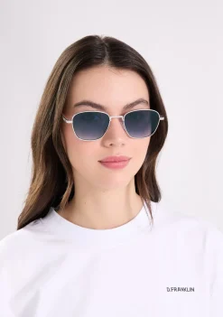 D.Franklin Quad Legacy Silver / Gradient Blue|Damen Eckige Sonnenbrillen|Eckige Sonnenbrillen