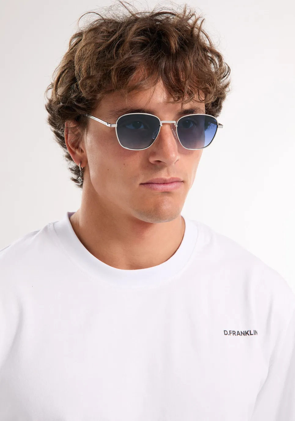 D.Franklin Quad Legacy Silver / Gradient Blue|Damen Eckige Sonnenbrillen|Eckige Sonnenbrillen