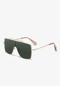 D.Franklin Raptor SQ Gold / G15|Damen Pilotenbrillen|Eckige Sonnenbrillen
