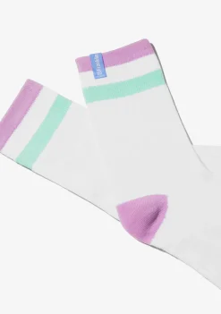 D.Franklin Retro 3 Stripes Cuff Socks 2 Pack Mint-White|Damen Socken